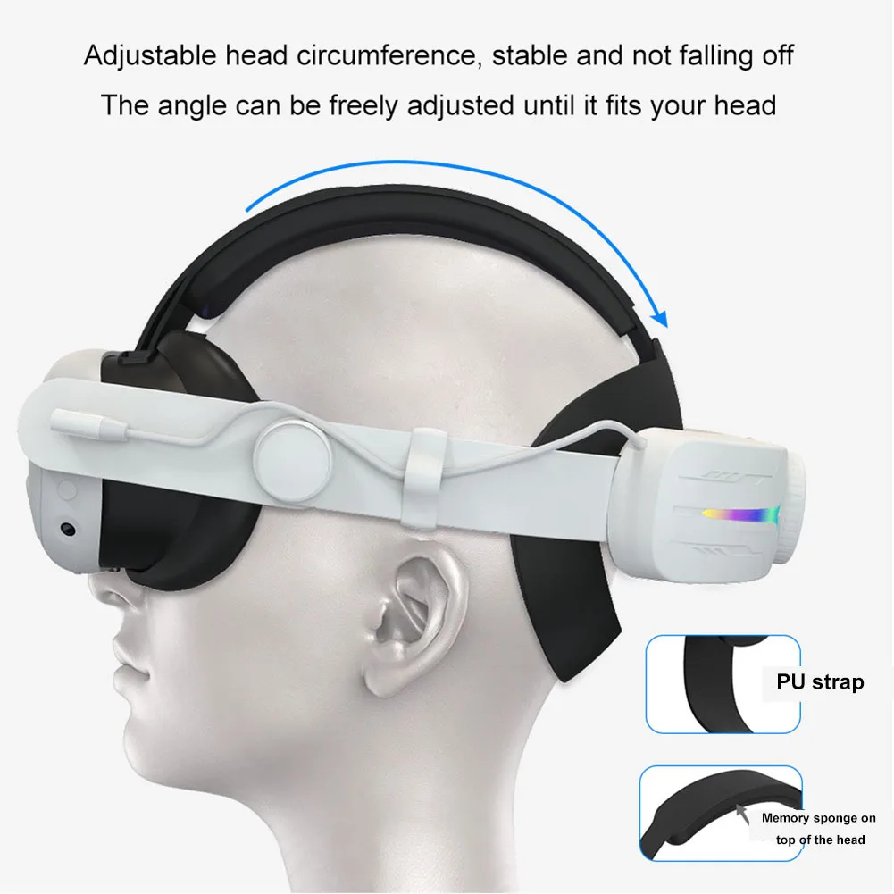 Suporte Elite Head Strap ajustável para Oculos VR, bateria de 8000mAh Meta Quest 3