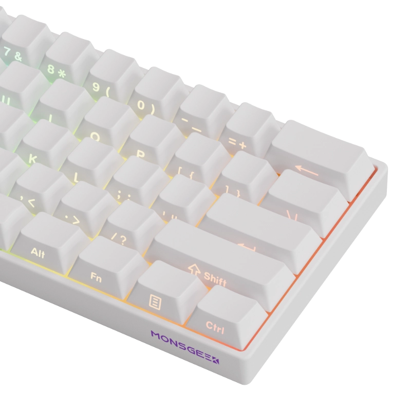 Detalhe das teclas do FUN60 Pro branco