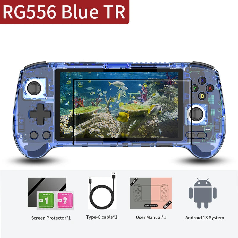 ANBERNIC RG556 Handheld Game Console Unisoc T820 Android 13 5.48 inch AMOLED Screen 5500mAh WIFI Bluetooth Retro Video Players