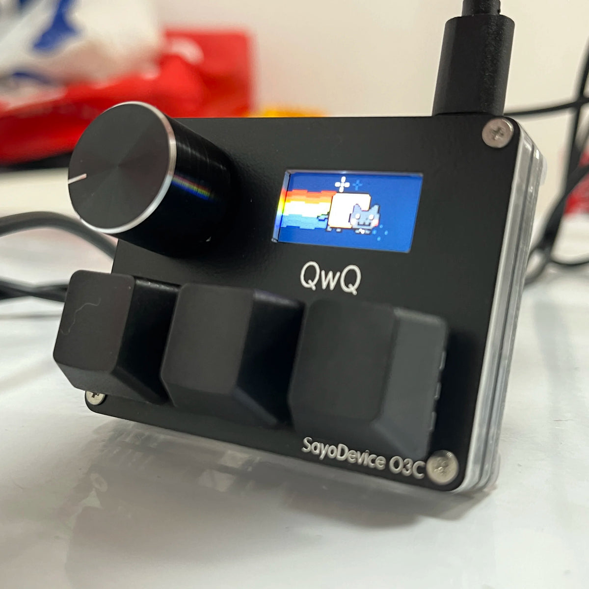 Mini Teclado Magnético SayoDevice O3C – 3 Teclas Hall com Knob (osu!)