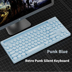 Teclado Retrô Estilo Máquina de Escrever – Teclas Redondas com LED