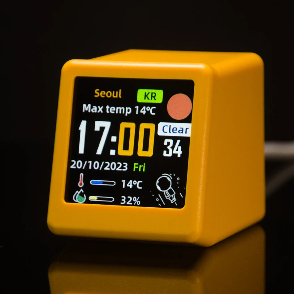 Mini Relógio GeekMagic Wi-Fi – Tela IPS com Clima e GIFs