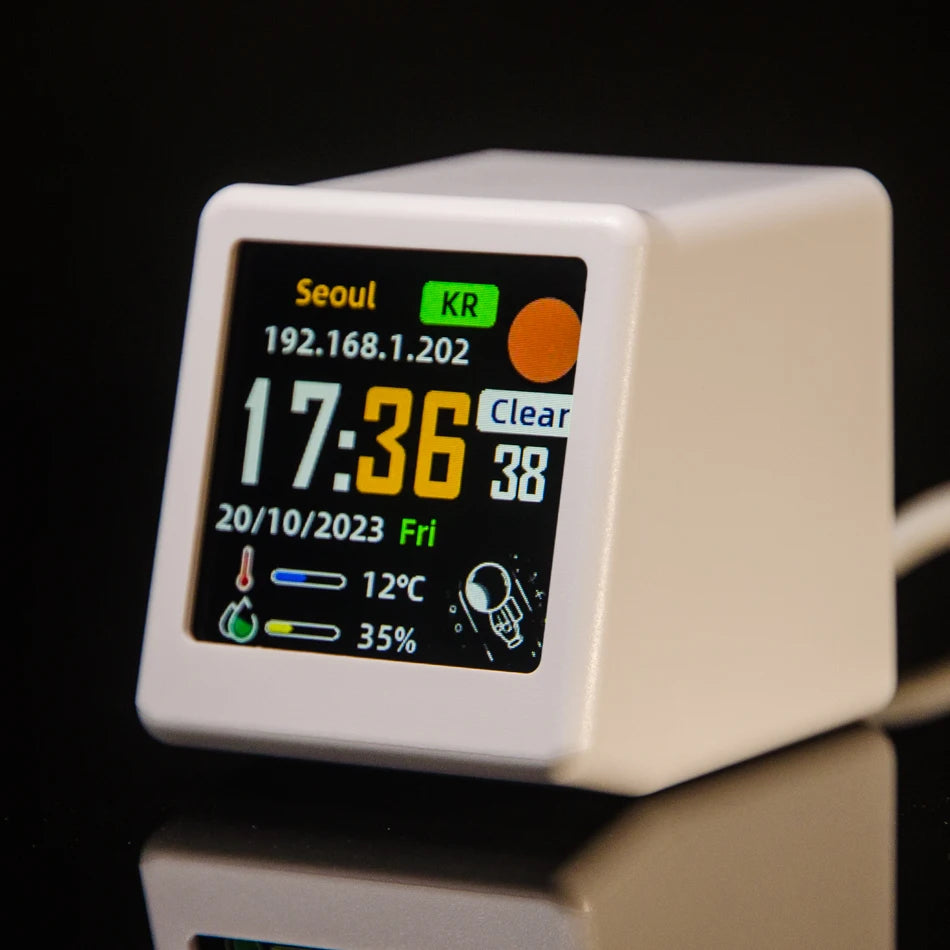 Mini Relógio GeekMagic Wi-Fi – Tela IPS com Clima e GIFs