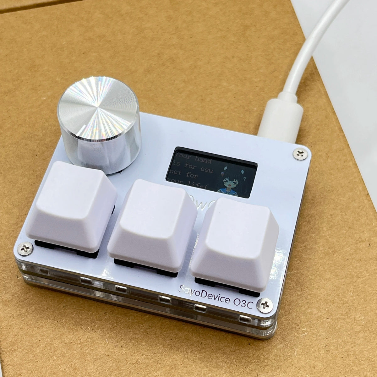Mini Teclado Magnético SayoDevice O3C – 3 Teclas Hall com Knob (osu!)