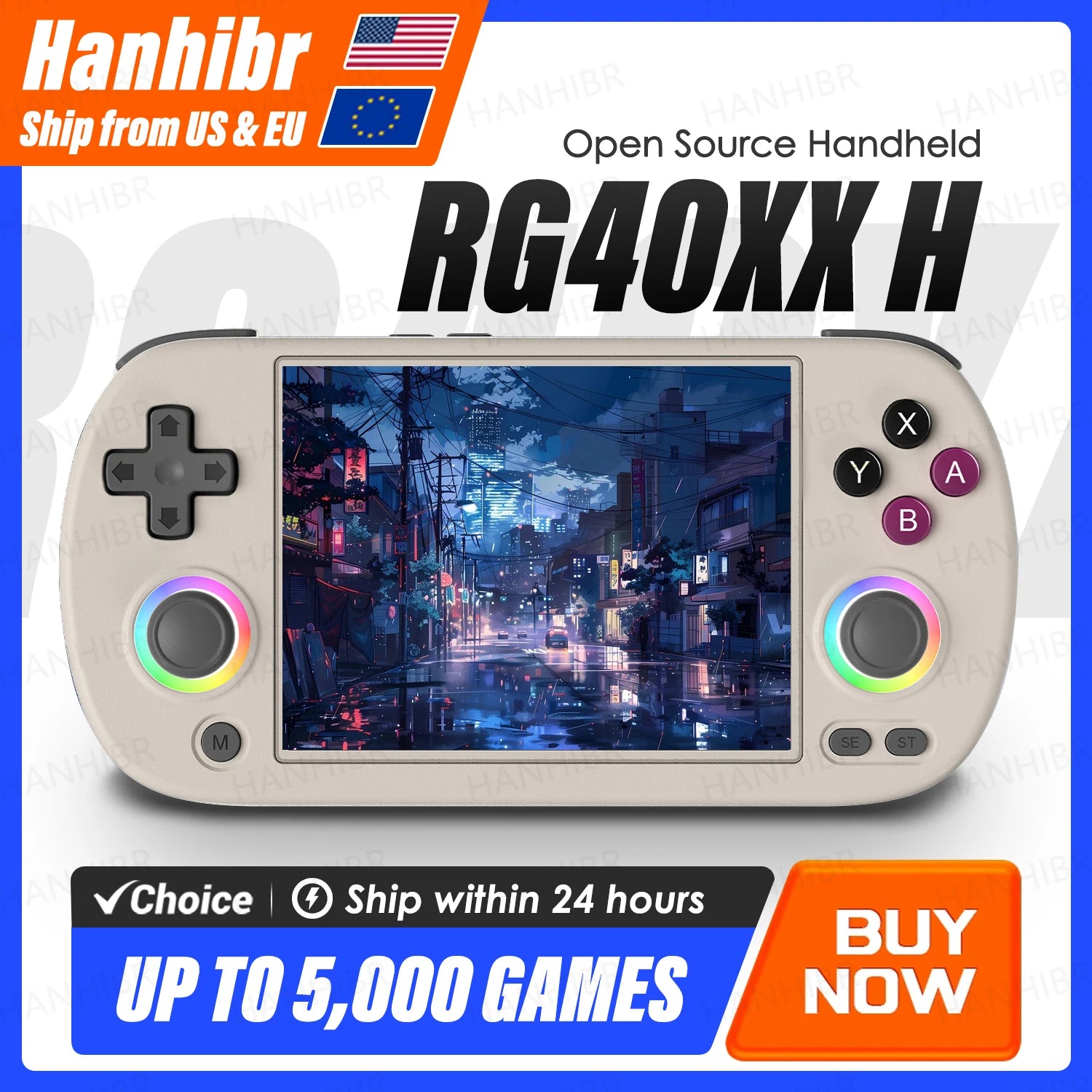ANBERNIC RG40XX H 64 Bit Linux Retro Handheld Game Console 4.0'' IPS Screen Supports 5G WiFi Bluetooth HDMI-TV Output RG40XXH