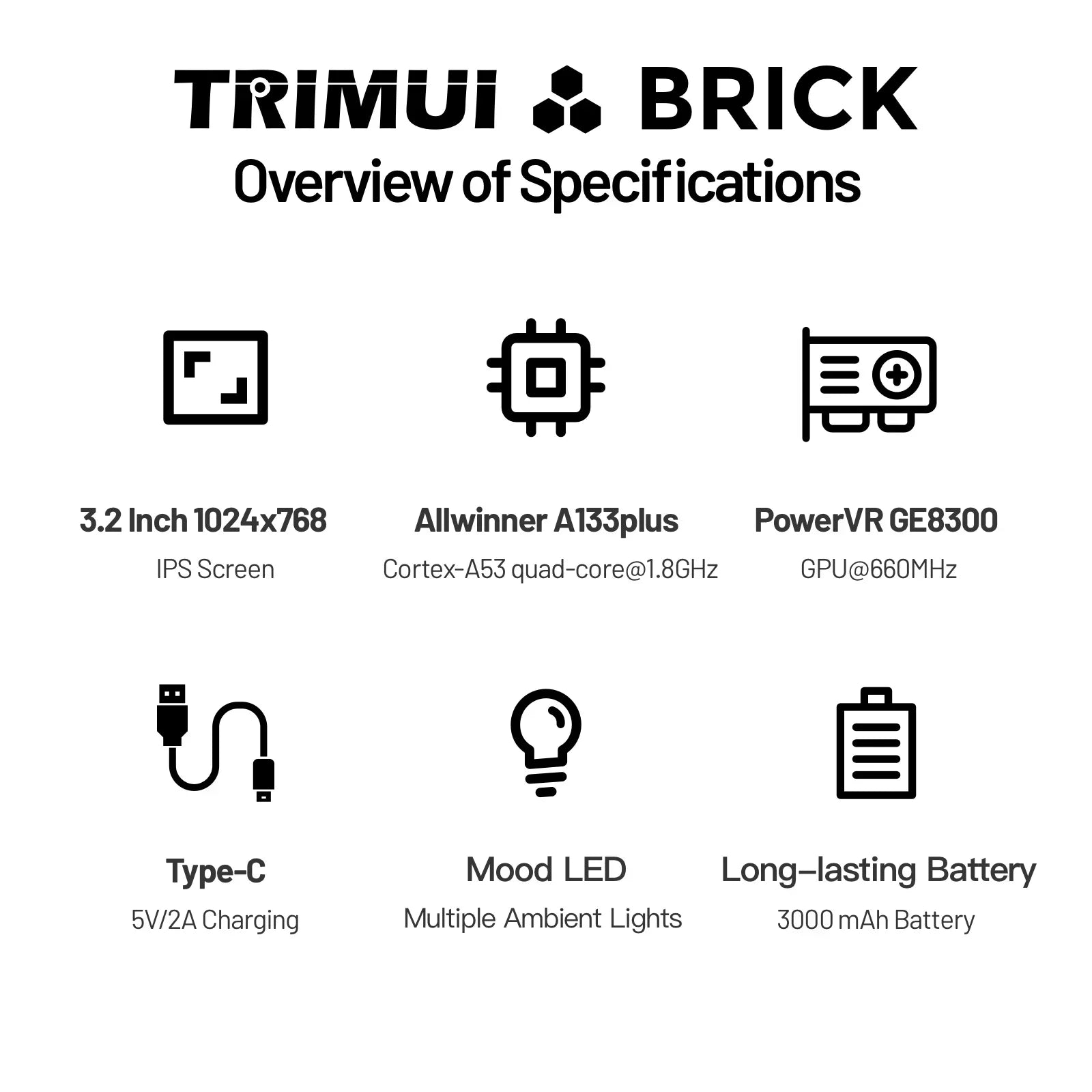 AMPOWN Trimui BRICK Console Retro 3.2" Linux + 13000 Jogos