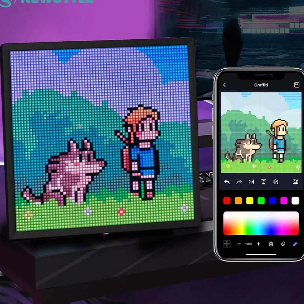 Painel de pixel art controlado pelo app no celular