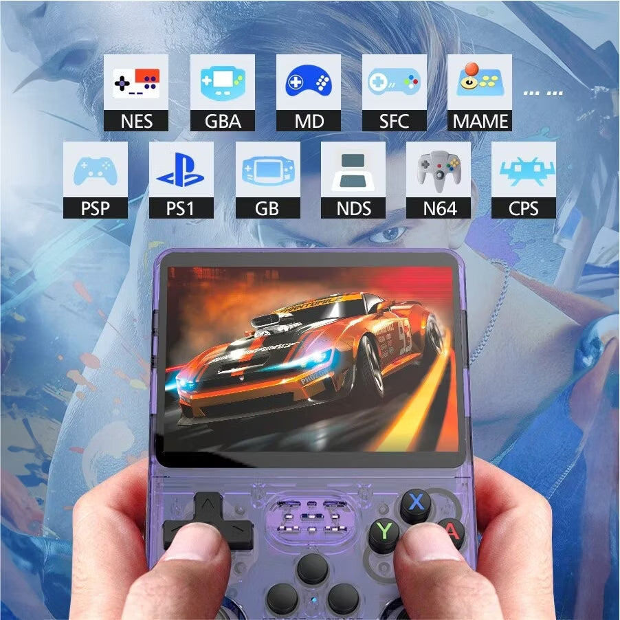 Console R36S Retro com 64GB – Mais de 10.000 Jogos e Tela IPS 3.5