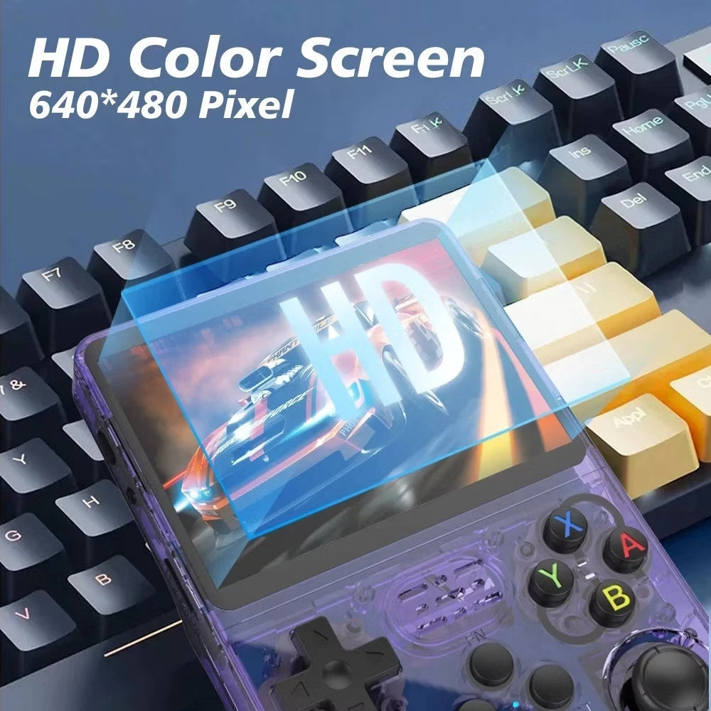 Console R36S Retro com 64GB – Mais de 10.000 Jogos e Tela IPS 3.5